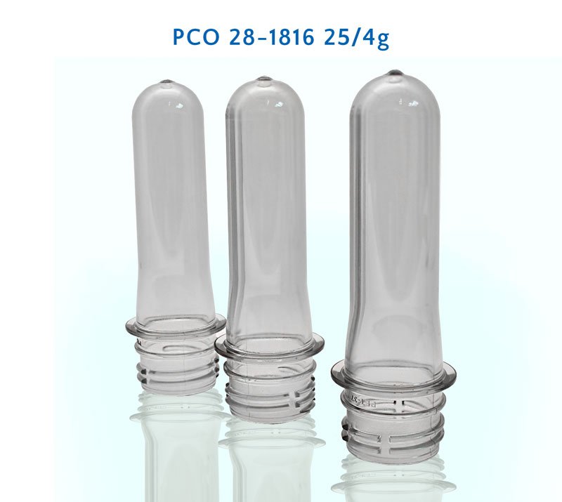 Clear PET preforms with threaded neck finishes