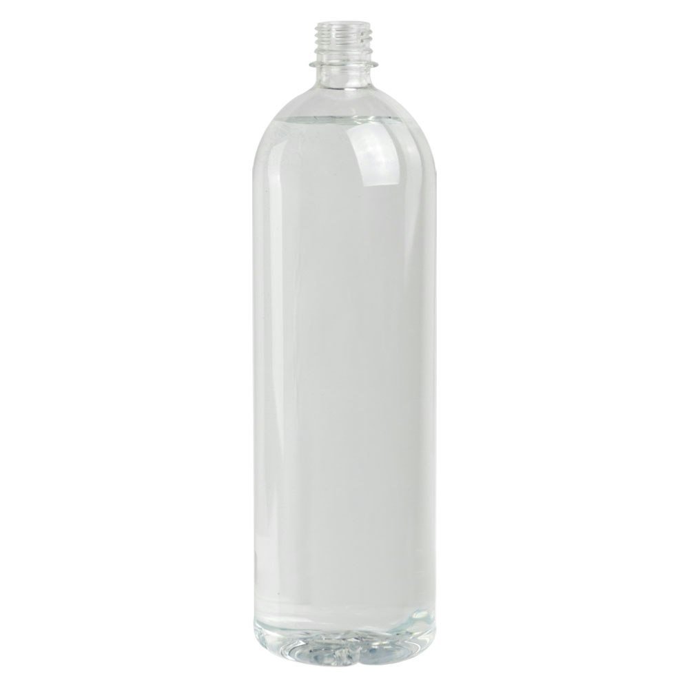 Clear PET water bottle with a threaded neck